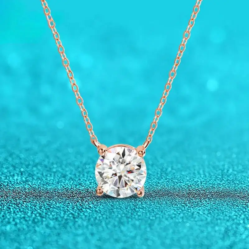 TY 925 Sterling Silver Moissanite Women's Necklace 1-5 Carat Moissanite Three Colors D Color With Certificate Fine Ewelry Gift - Uknowucme