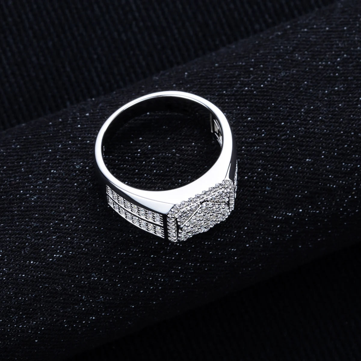 MossanRappr 1.06cttw D Color Moissanite Diamond Men Ring 925 Sterling Silver Gold Plated Luxury Engagement Rings Hip Hop Jewelry - Uknowucme