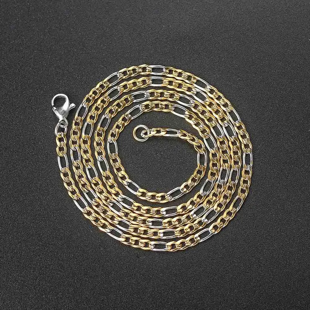 Men 's Figaro Chain Necklace Stainless Steel Minimalist 3mm 60cm Gold Color Fashion New Hip Hop Jewelry Gift Collar Hombres - Uknowucme