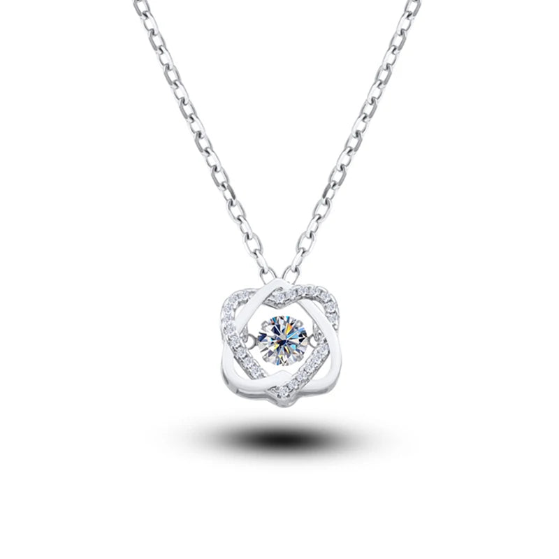 Moissanite Necklace For Women 100% Sterling S925 Silver With White Gold Plated Lab Diamond Jewelry Wedding Pendant with O-chain - Uknowucme