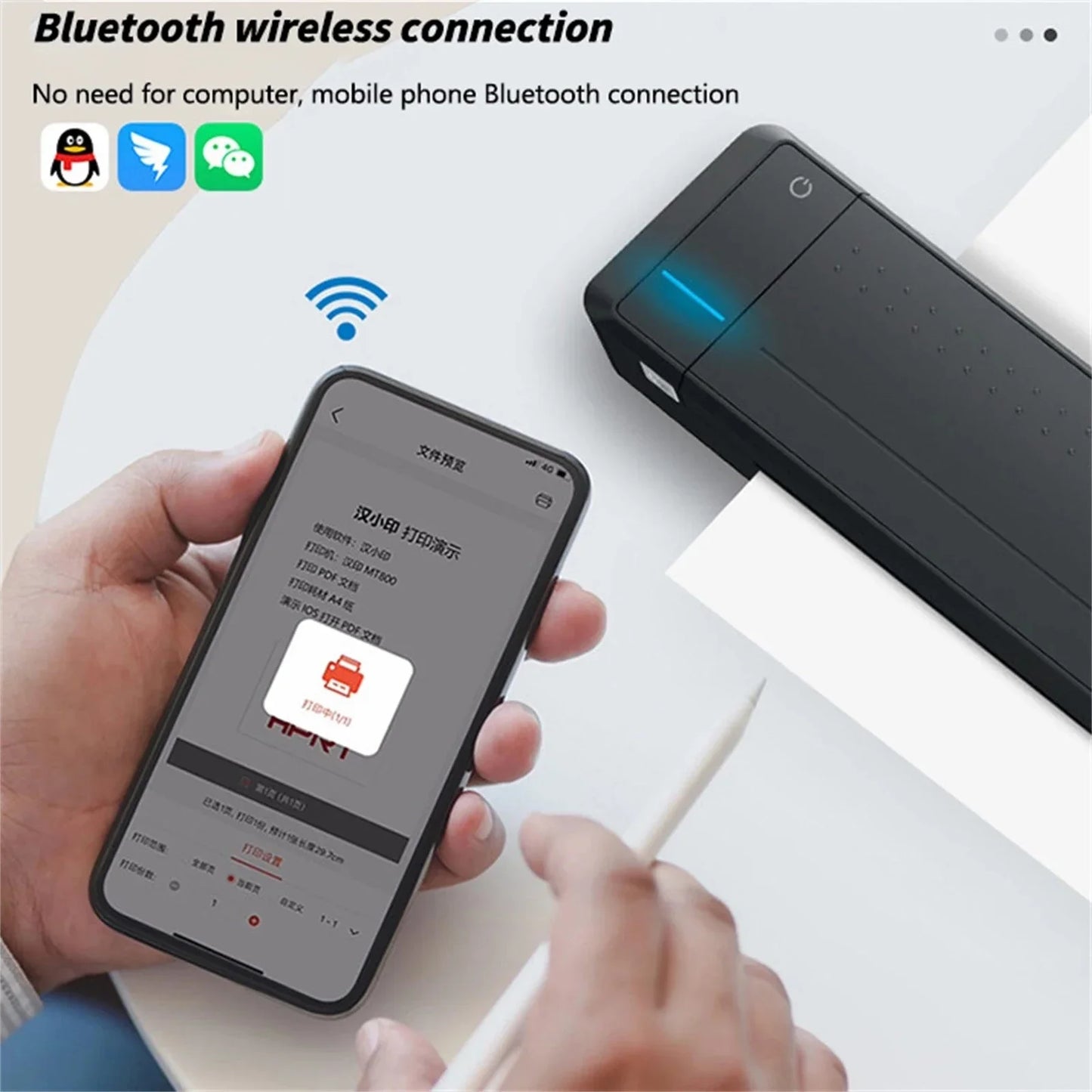 MT800 Wireless Thermal Transfer Printer Mobile A4 Printer Portable Thermal Printer For Documents Print - Uknowucme
