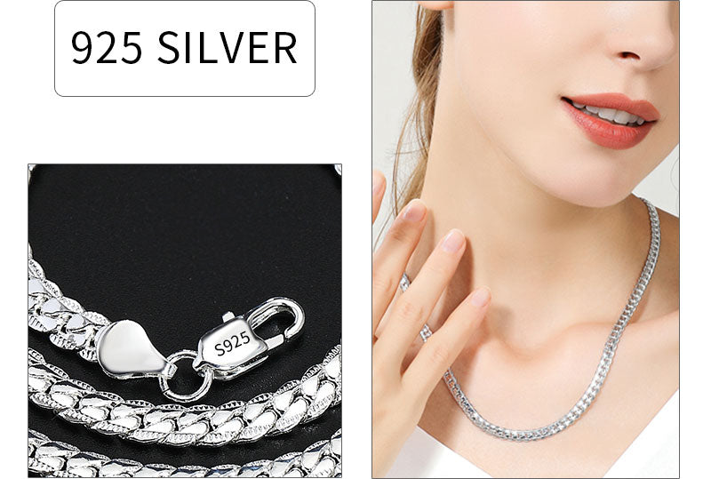 18K Gold/Silver Color 6mm Full Sideways Necklace 8/18/20/24 Inch Chain For Woman Men Fashion Wedding Engagement Jewelry - Uknowucme