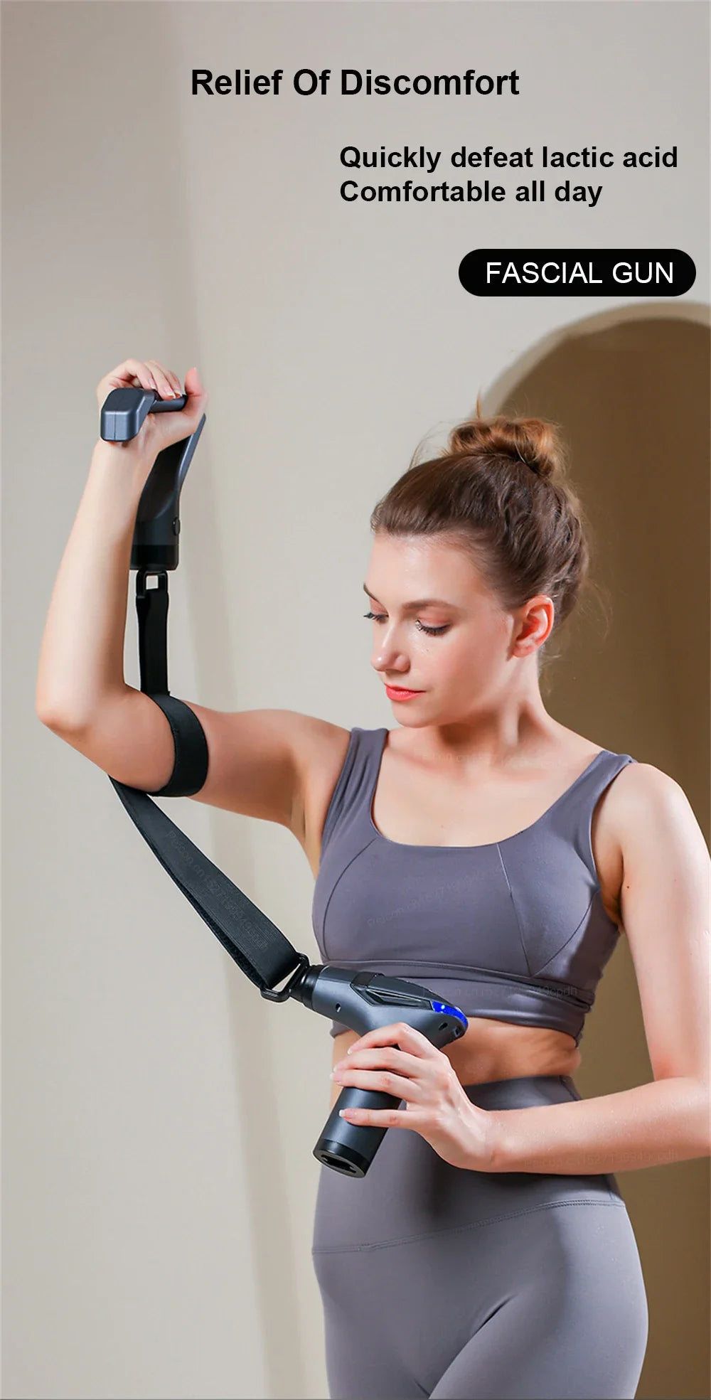 Fascia Massage Gun High Frequency Muscle Massage Gun Professional Body Back Shoulder Neck Waist Massager with Bent Long Handle