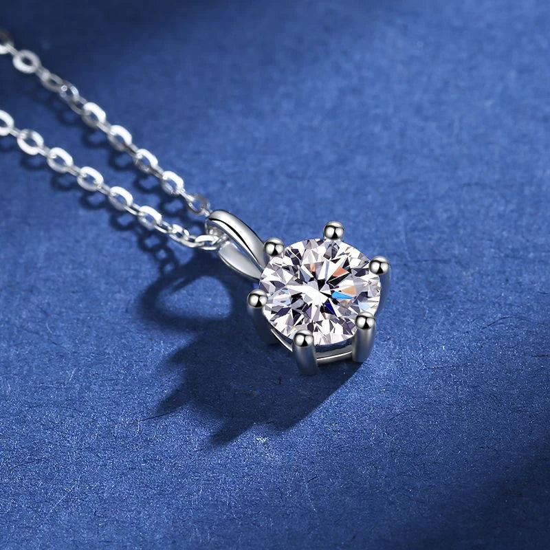 925 Sterling Silver Necklace Pendant 100% Real Moissanite For Women Fashion Clavicle Chain Necklaces Wedding Party Jewelry Gift - Uknowucme