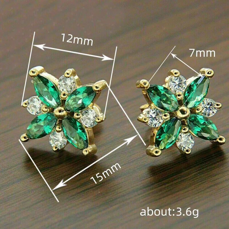 2025 Geometric Green CZ Sparkling Cubic Zirconia Earrings, Suitable for Women's Wedding Parties, Elegant  Jewelry - Uknowucme