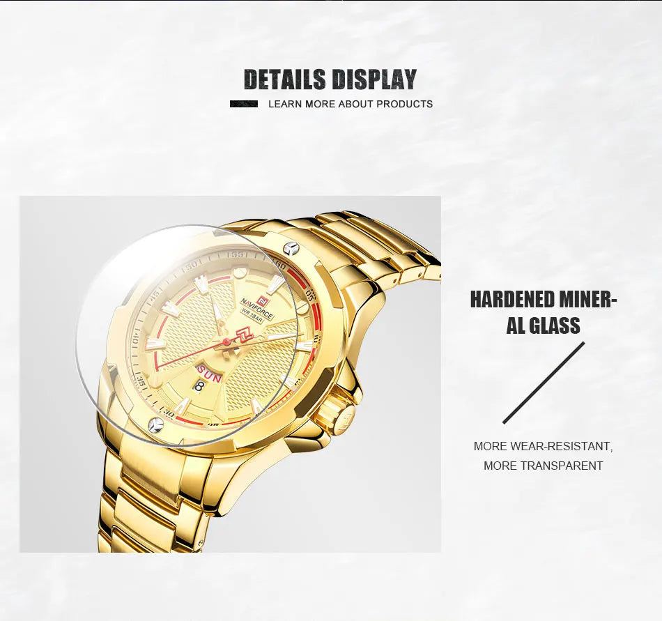 NAVIFORCE Men Luxury Wrist Watch Waterproof Business Male Watches Stainless Steel Casual Quartz Calendar Clock Relogio Masculino - Uknowucme
