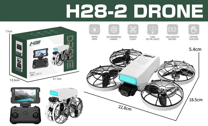 Drone H28 : gyroscope 6 axes pour un vol 360° stable, technologie 2,4 GHz, Automatic facial recognition photo-taking