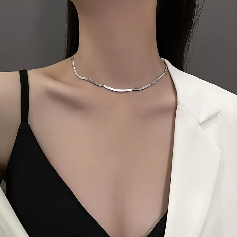 Luxury Fashion Stainless Steel Gold Plated Chain Necklace for Women Golden Choker Necklaces for Woman Girl Gifts Party Jewelry - Uknowucme