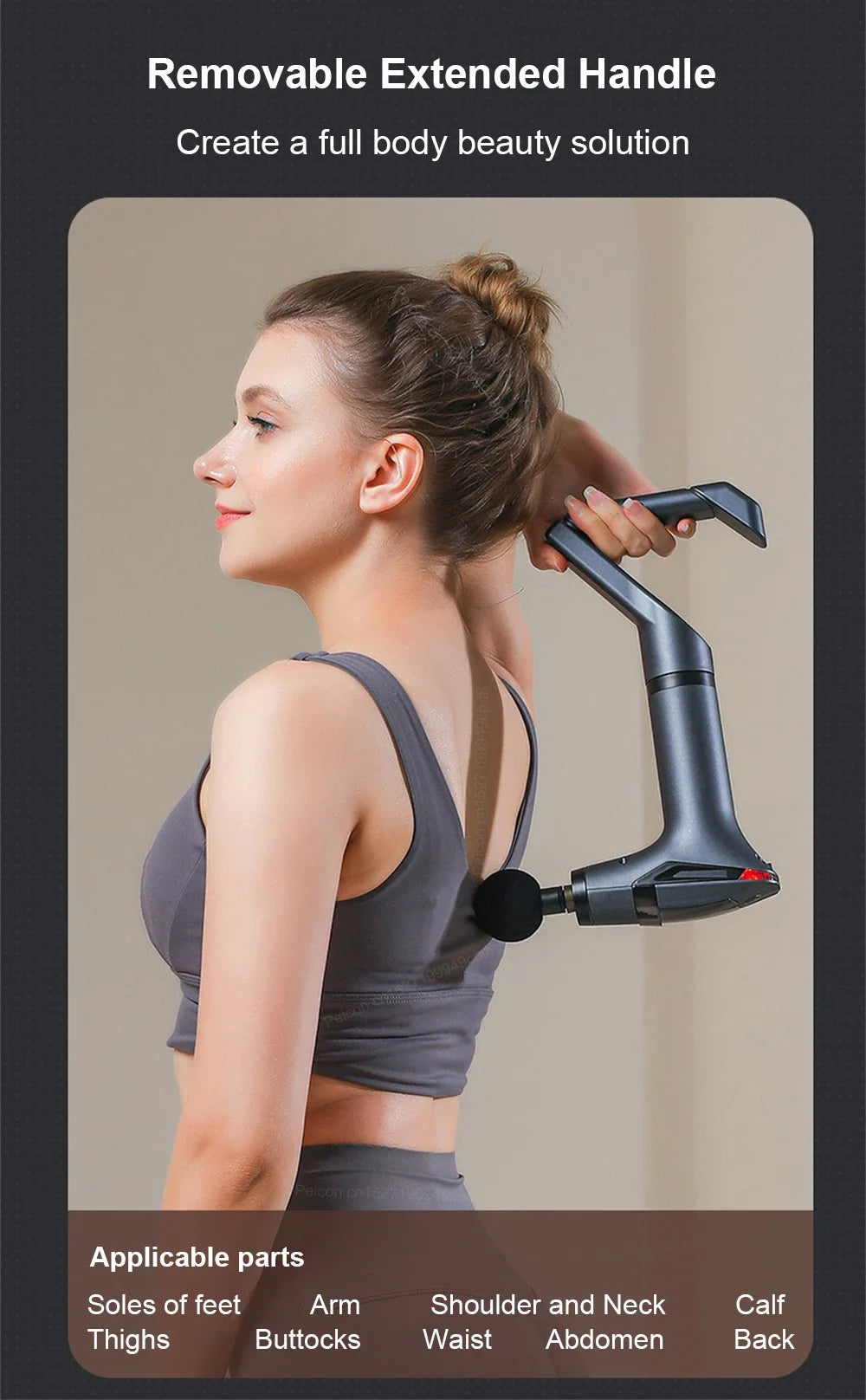Fascia Massage Gun High Frequency Muscle Massage Gun Professional Body Back Shoulder Neck Waist Massager with Bent Long Handle