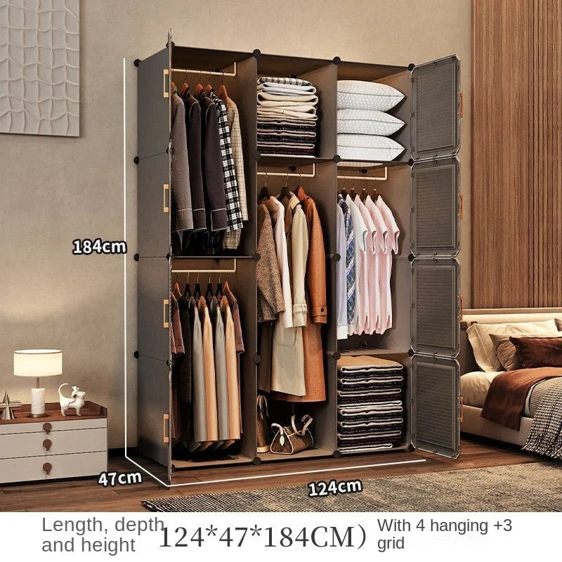 Simplicity Household Wardrobe Bedroom Furniture Clothing Organizer Rack Assemble Storage Cabinets Dustproof Collapsible Locker - Uknowucme