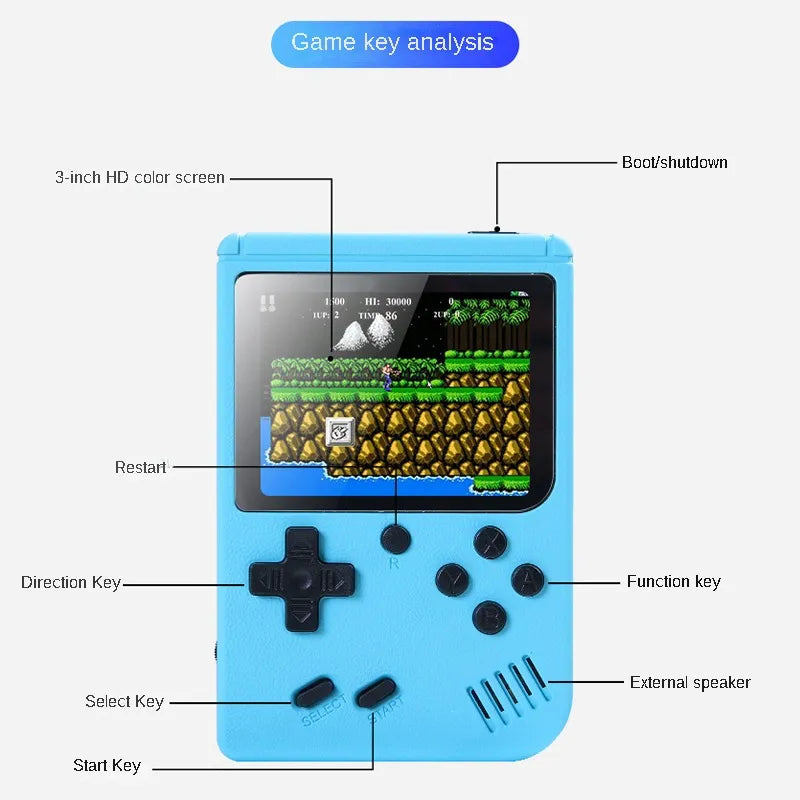 Retro Portable Mini Handheld Video Game Console 8 Bit 3.0 Inch Color LCD Game Player Built in 500 Games For Kid Gift - Uknowucme