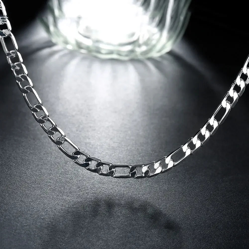 925 Sterling silver 18K gold Necklace 6MM sideways chain Nice noble for Men Women fashion Jewelrys Wedding party - Uknowucme