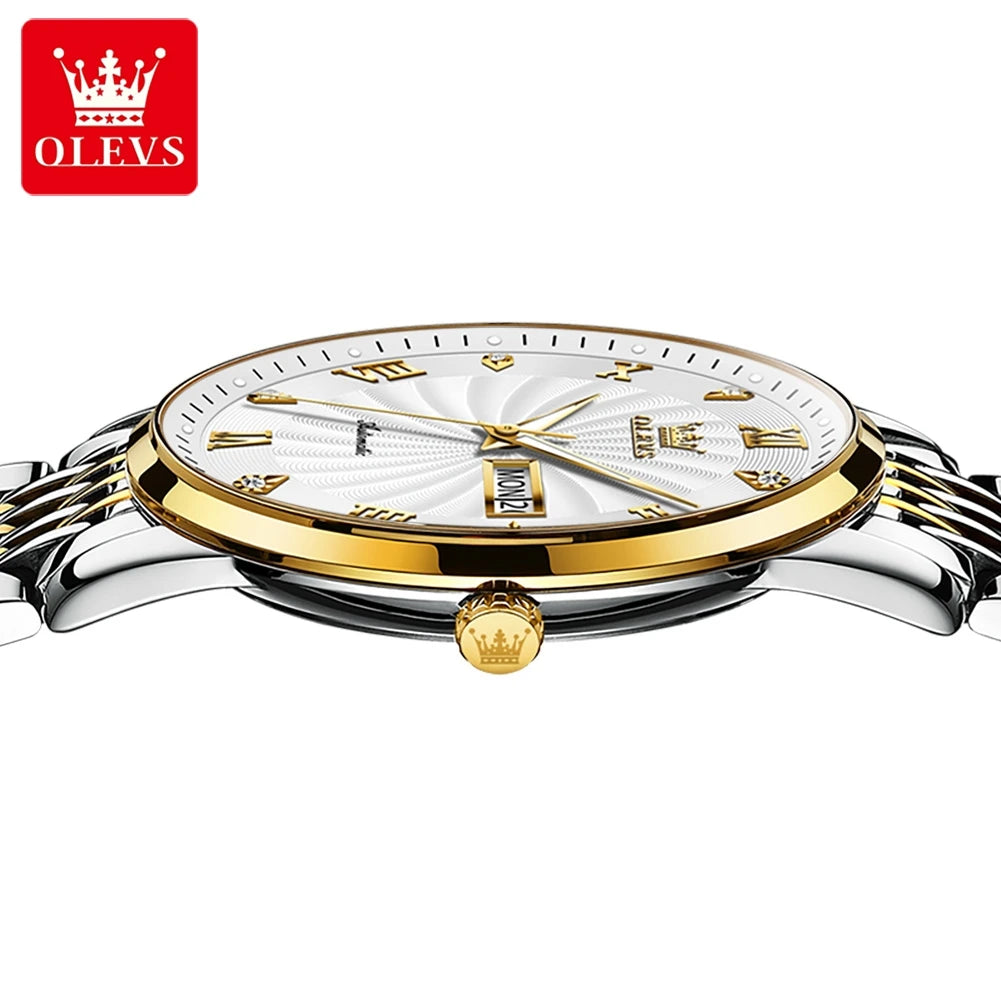 OLEVS Top Brand Automatic Mechanical Men Watch Threaded Dial Waterproof Stainless Steel Strap Classic Men's Watches Luxury