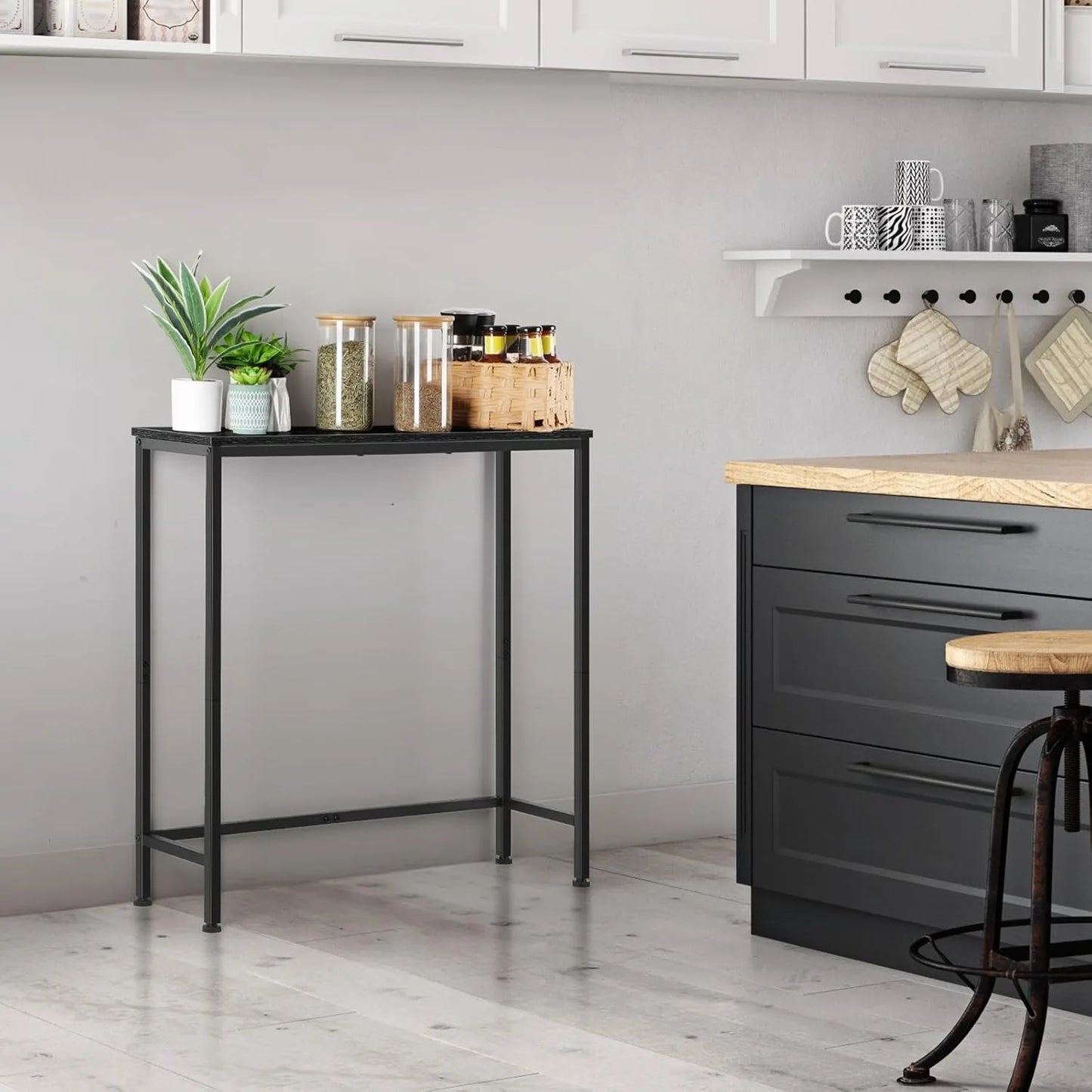 Narrow 29.5" Farmhouse Skinny Console Sofa Table Metal Frame Rustic Brown for Bedroom/Living Room/Foyer
