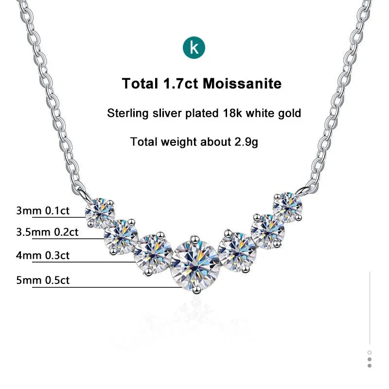 Moissanite Necklace For Woman Wedding Fine Jewely With Certificates 925 Sterling Sliver Plated 18k White Gold Necklace - Uknowucme