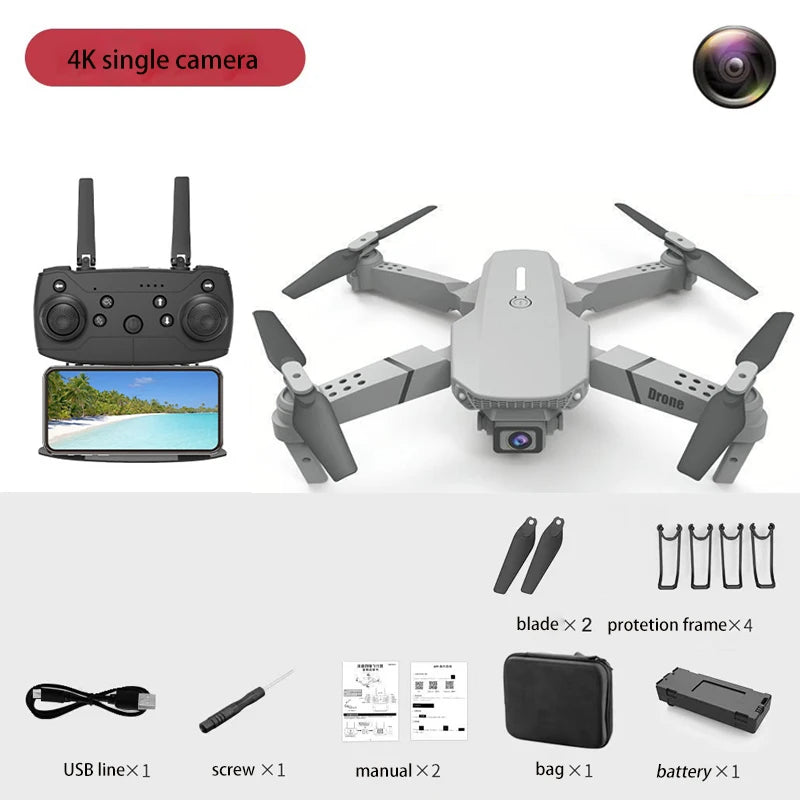 E88 Drone Toy, Dual Camera, One Key Takeoff Remote Control Men'S Gift Indoor and Outdoor, Halloween/Christmas/New Year Gift - Uknowucme