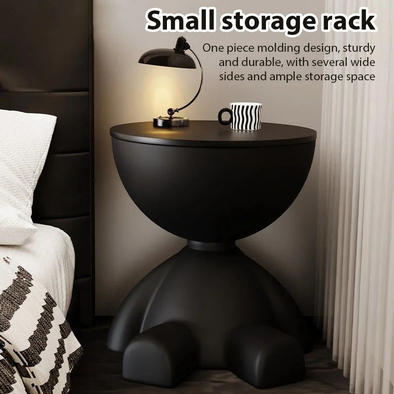 Modern Creative Bear-Shaped Plastic Nightstand Multi-Functional Bedside Table Easy Assembly for Living Room and Bedroom Storage