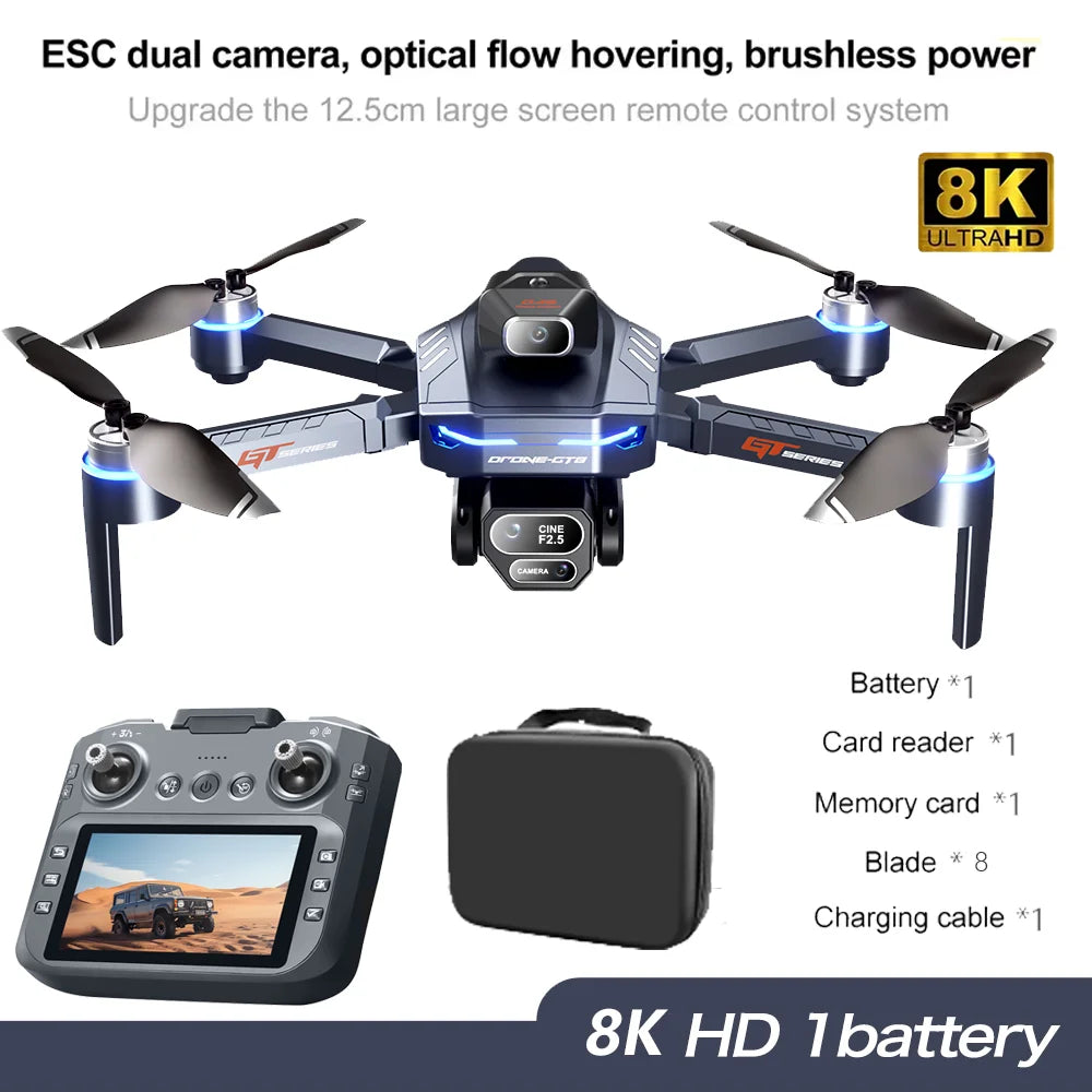 2025 New GT8 Drone GPS 8K Professional HD 360° Dual Cameras 5G WIFI Brushless Motors Obstacle Avoidance Foldable Quadcopter Toys - Uknowucme