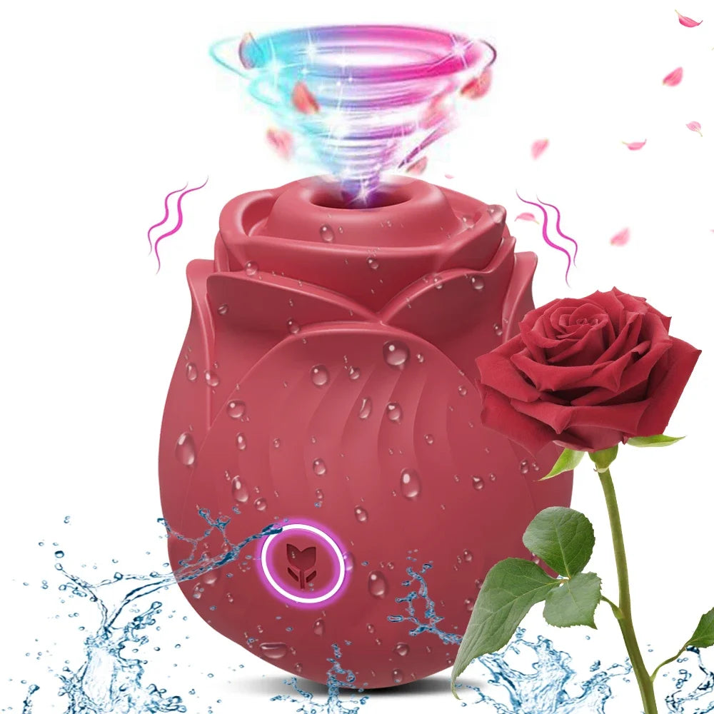 Rose Sucking Vibrator Women Masturbator Nipple Penetration Vagina Vibrator Sucker Dildo Masturbators 2 in 1 Sexy Shop Products