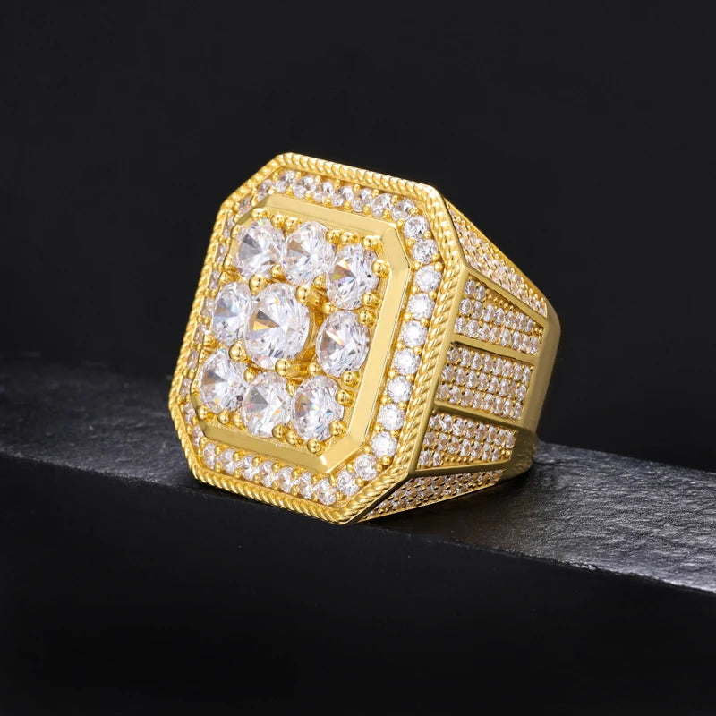 Moissanite Finger Rings Men Certificate Square Couple Ring For Women Luxury 925 Sterling Silver High Quality Hip Hop Jewelry - Uknowucme