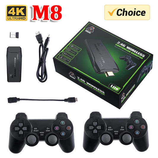 Video Game Stick Lite 4K Video Game M8 Console 64GB Double Wireless Controller For 10000 Retro Games Kid Xmas Gift