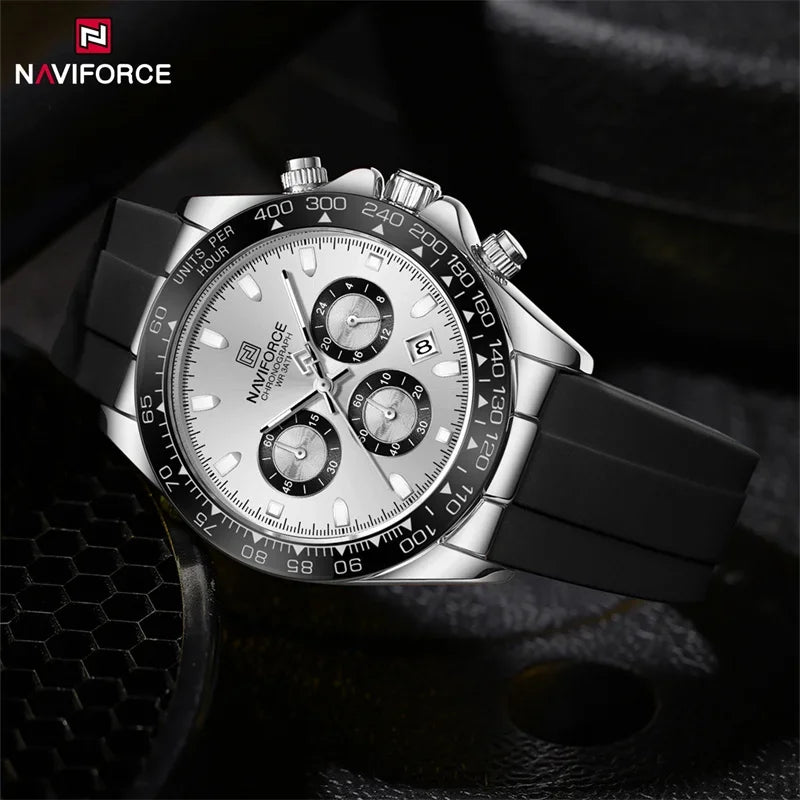 NAVIFORCE NF8054 Original Watches For Men Silicone Band Casual Sport Chronograph Luminous Wristwatch Relogio Masculino Male Gift - Uknowucme
