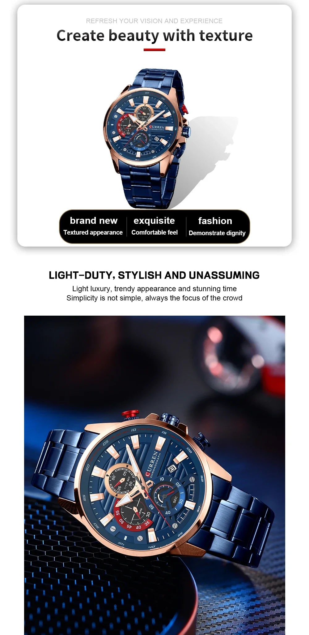 CURREN  Multifunctional Quartz Men's Watch Sport Stainless Steel Strap Luminous Watch with Automatic Date часы мужские наручные - Uknowucme