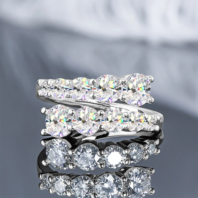 10 Stones All Moissanite Bridal Rings Open Ring 925 Silver with Certificate Woman Engagement Wedding Jewelry Anillos Original - Uknowucme