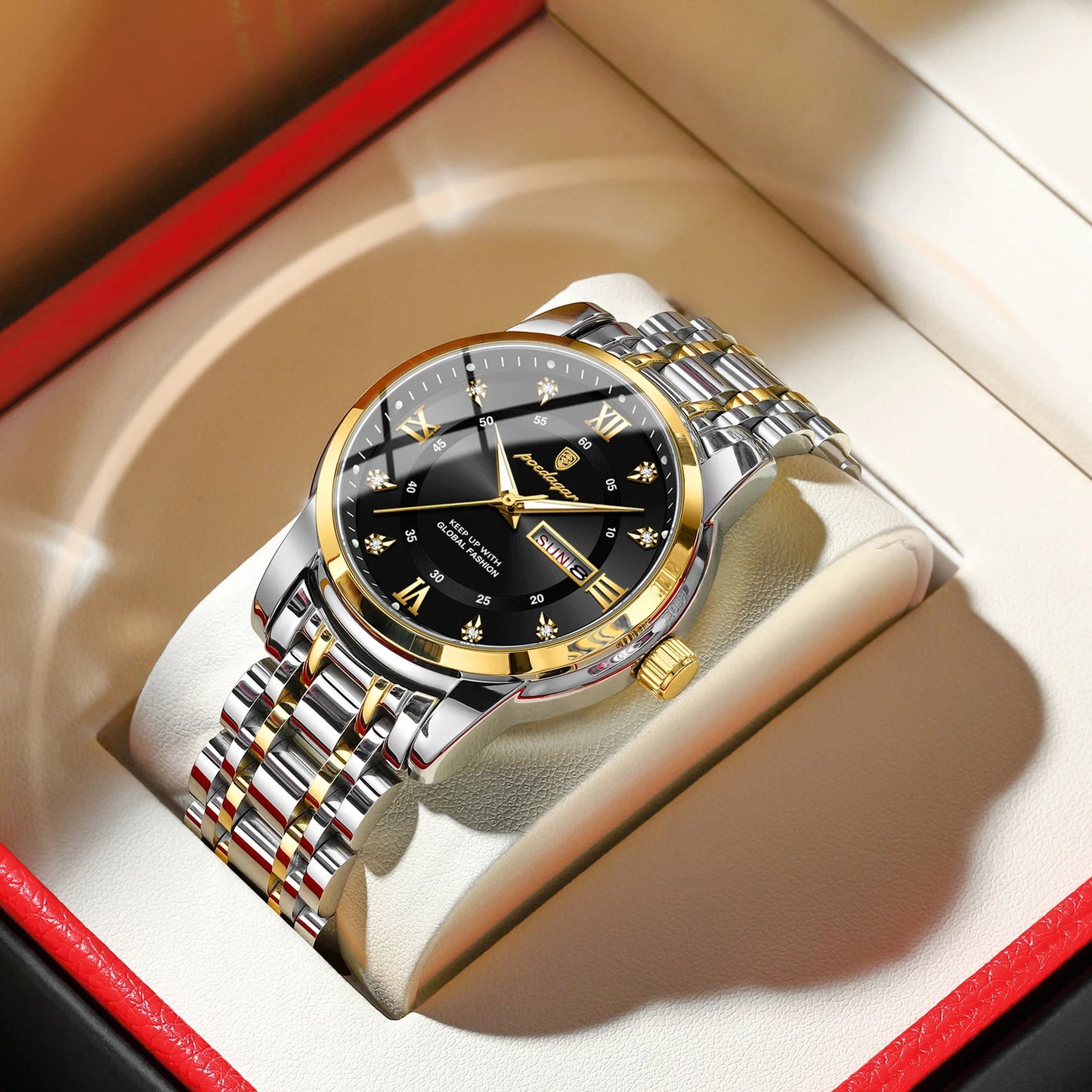 POEDAGAR Luxury Trendy Watch for Men Waterproof Luminous Date Week Man Watch Business Quartz Stainless Steel Men's Watches Reloj - Uknowucme