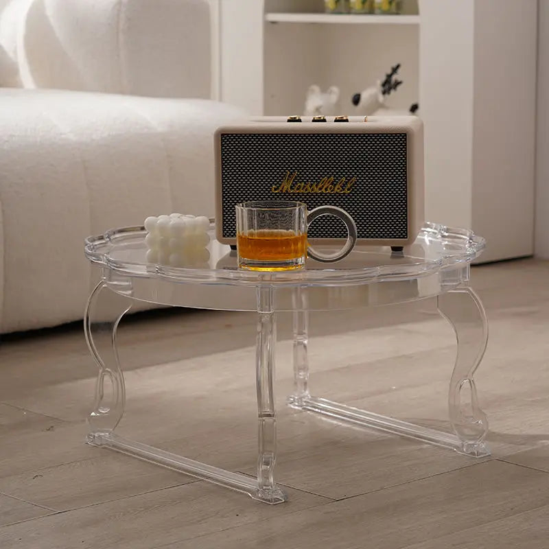 Nordic, Coffee Table, Simple, Home, Small Round Table, Balcony, Designer, Acrylic, Transparent, Round, Living Room, Corner Table