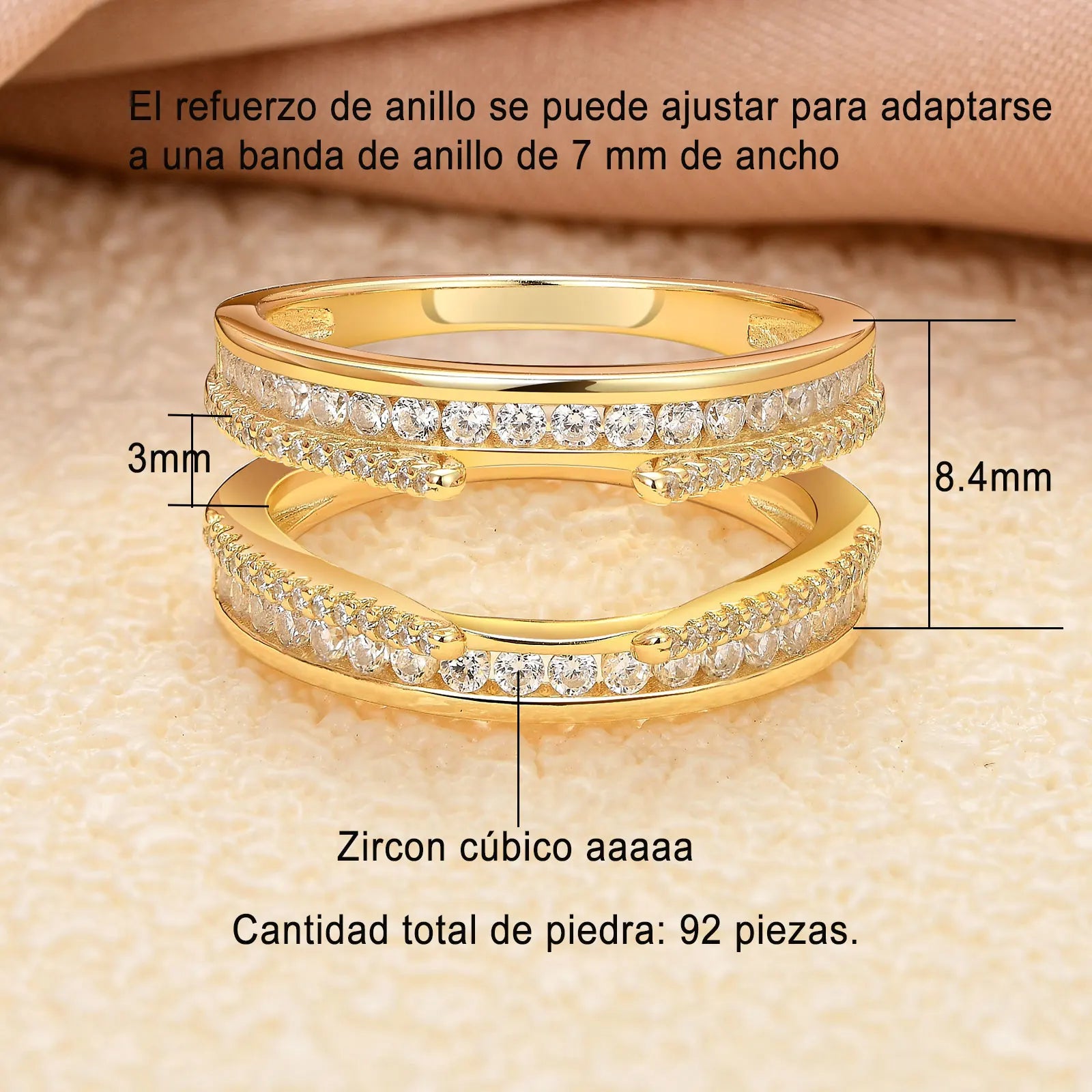 Newshe 925 Sterling Silver Yellow K Gold Rings for Women Round AAAAA Cubic Zircon Engagement Ring Enhancer Bridal Set Jewelry - Uknowucme
