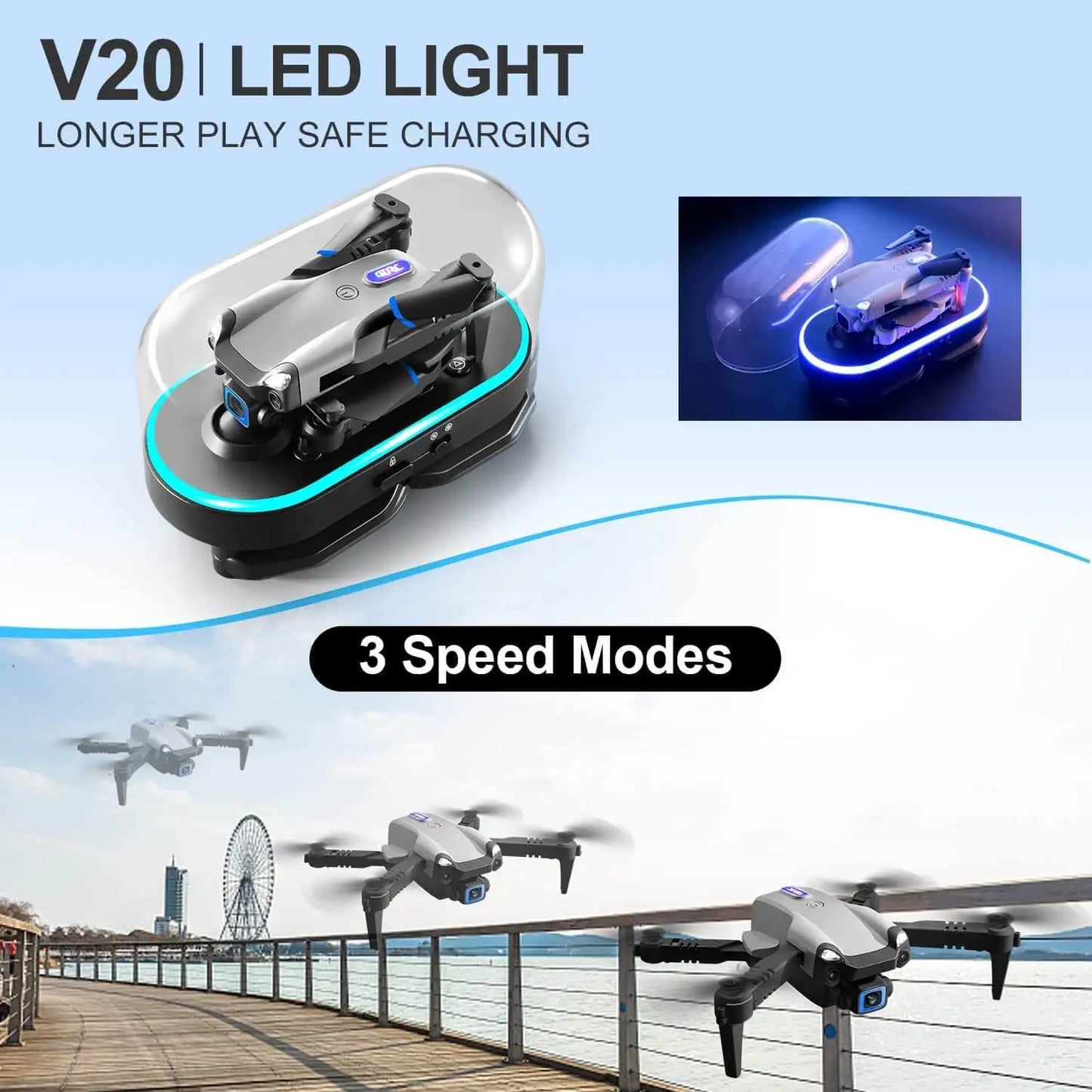 4DRC V20 Drone 4k Profesional HD Dual Camera fpv Drone Height Keep Drones Photography Rc Helicopter Foldable Quadcopter Drone Toy - Uknowucme