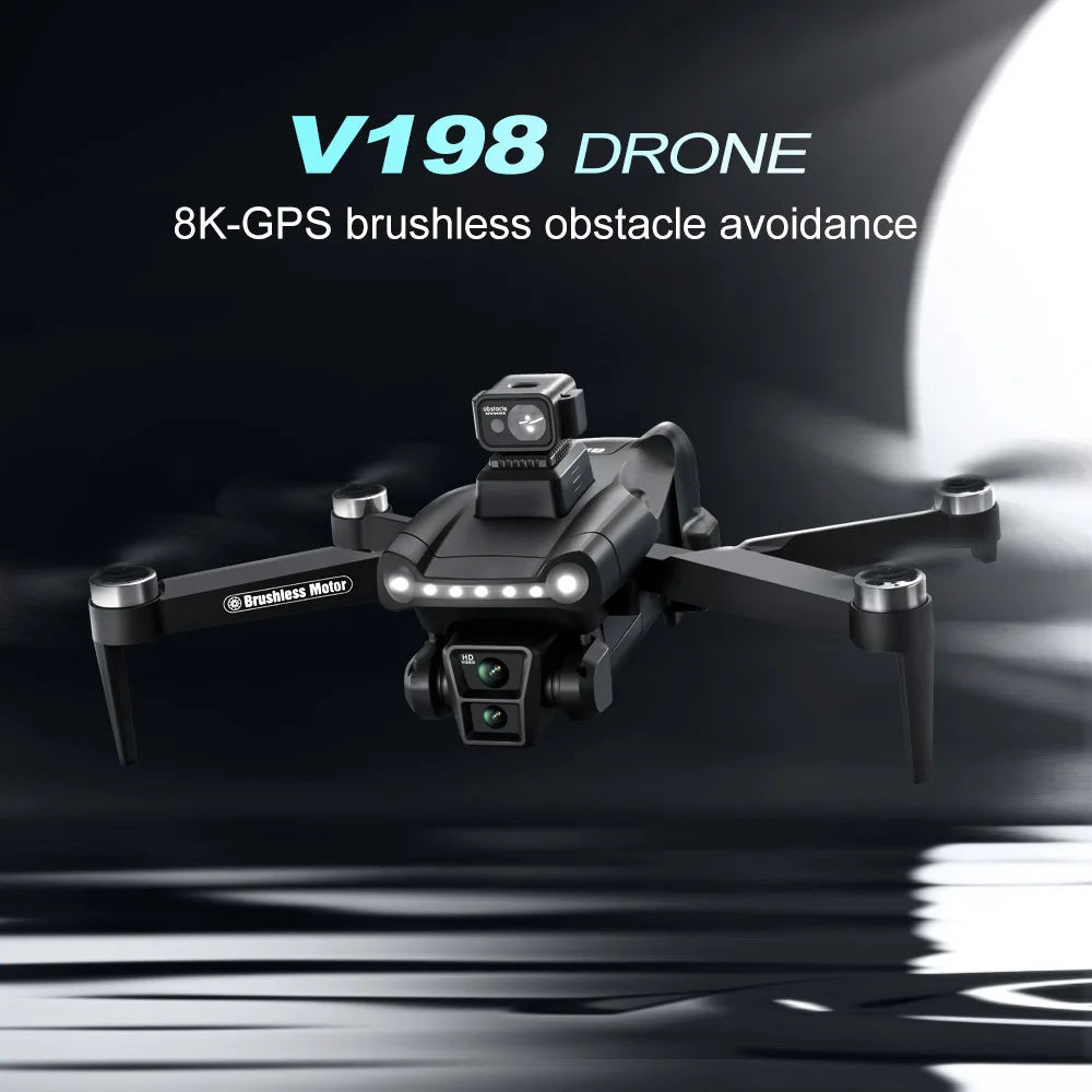 Drone 8K V198 Profesional HD Camera For Xiaomi ESC Brushless Obstacle Avoidance Aerial Optical Foldable Quadcopter Mini Drone - Uknowucme
