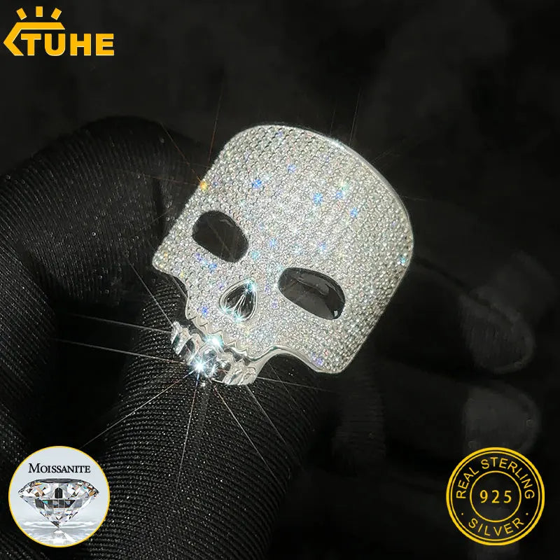 TUHE Unisex Custom letter Ring 925 Silver Skeleton Moissanite Iced Out Hip Hop Rings For Men Hip Hop Jewelry Gifts - Uknowucme