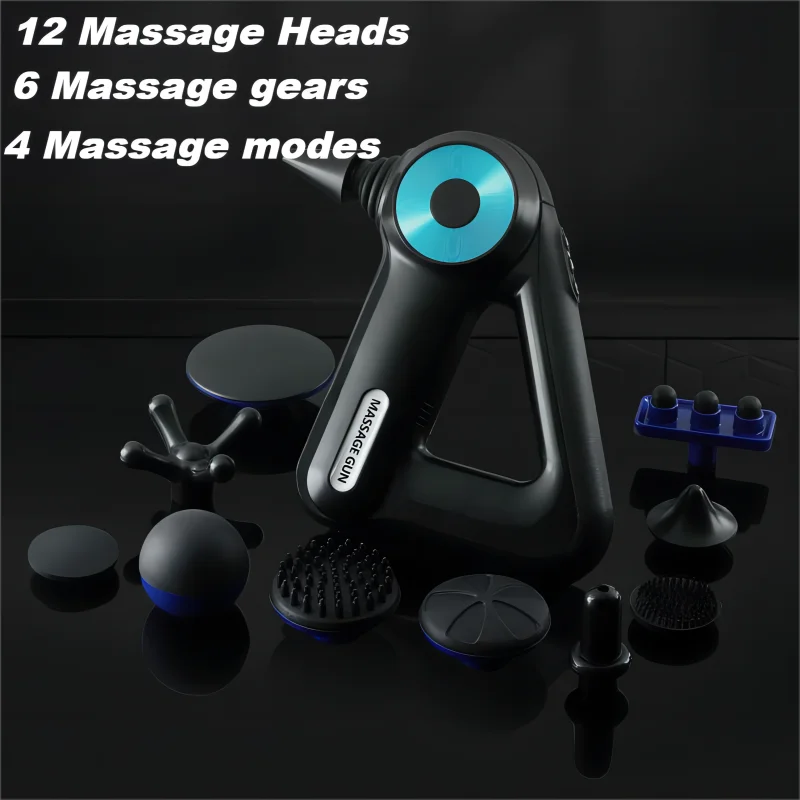 12 Heads 6 Gears 4 Modes Professinal Bally Total Fitness Massage Gun Small Golden Triangle Long Standby Bobbito Massage Gun