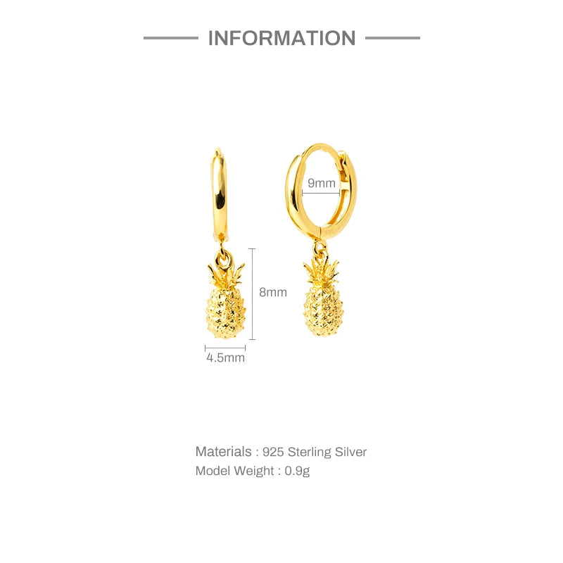 ROXI INS Creative Pineapple/Sunflowers Pendant Hoop Earrings for Women Sterling Silver 925 Jewelry Pendientes plata серьги - Uknowucme