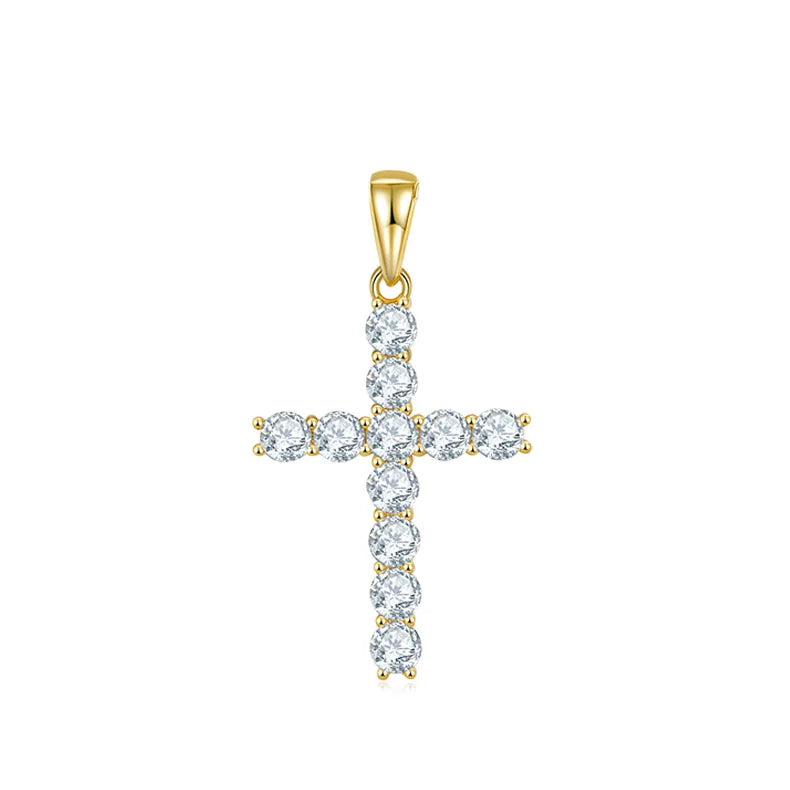 YinZheng Moissanite Jewelry 925 Sterling Silver Cross Pendant D VVS Diamond Moissanite Cross Pendant Hip Hop & Rock Religious - Uknowucme