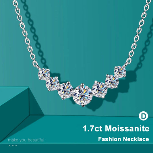 Moissanite Necklace for Woman Wedding Fine Jewely with Certificates 925 Sterling Sliver Plated 18k White Gold Necklace - Uknowucme