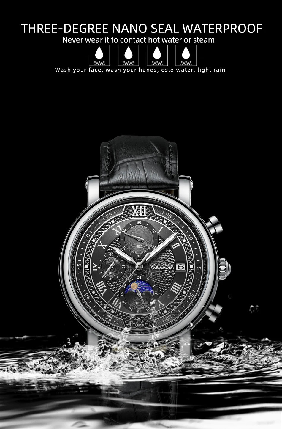 CHENXI Men Quartz Watch Luxury Sports Waterproof Chronograph Luminous Date Men’s Wrist Watch Business Leather Watches Clock - Uknowucme