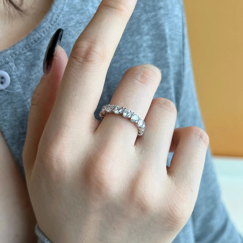 Wong Rain 100% 925 Sterling Silver Oval Heart Round Emerald Cut Lab Sapphire Gemstone Jewelry Wedding Band Row Ring Wholesale - Uknowucme