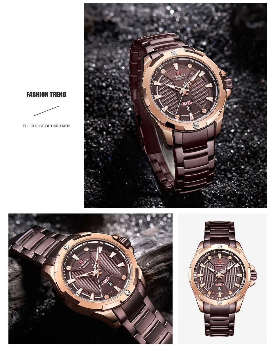 NAVIFORCE Men Luxury Wrist Watch Waterproof Business Male Watches Stainless Steel Casual Quartz Calendar Clock Relogio Masculino - Uknowucme