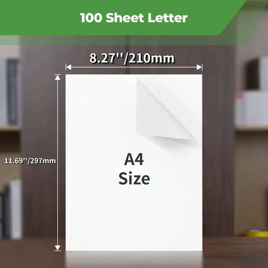 A4 Thermal Paper Printer Paper for A4 Portable Printer,For M08F-Letter, M08F M832,M833, M834,M835, 8.27"×11.69” Size, 100 sheets - Uknowucme