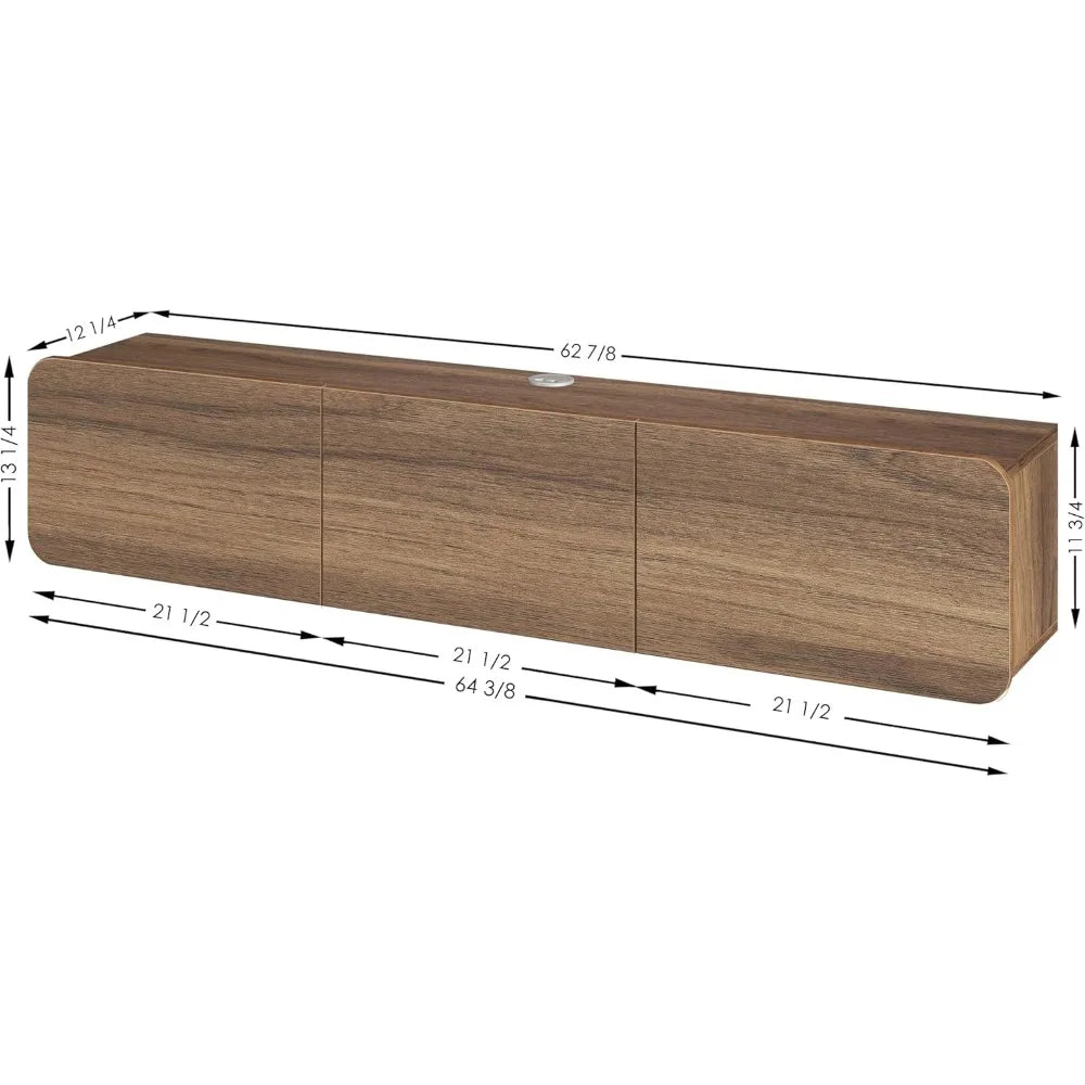 Atelier Mobili Floating TV Stand for 75 Inch TV, Wall Mounted Entertainment Center, Modern Media Console, Mid Century Modern TV