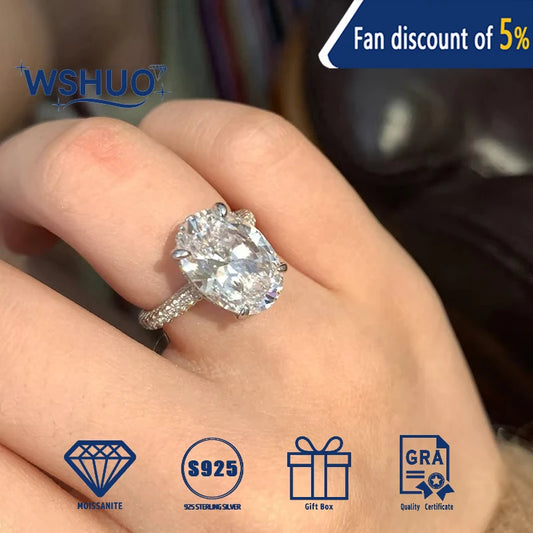 Moissanite Ring 100% Real 925 Sterling Silver Diamond Party Wedding Band Rings for Women Bridal Engagement Jewelry GRA Certified - Uknowucme