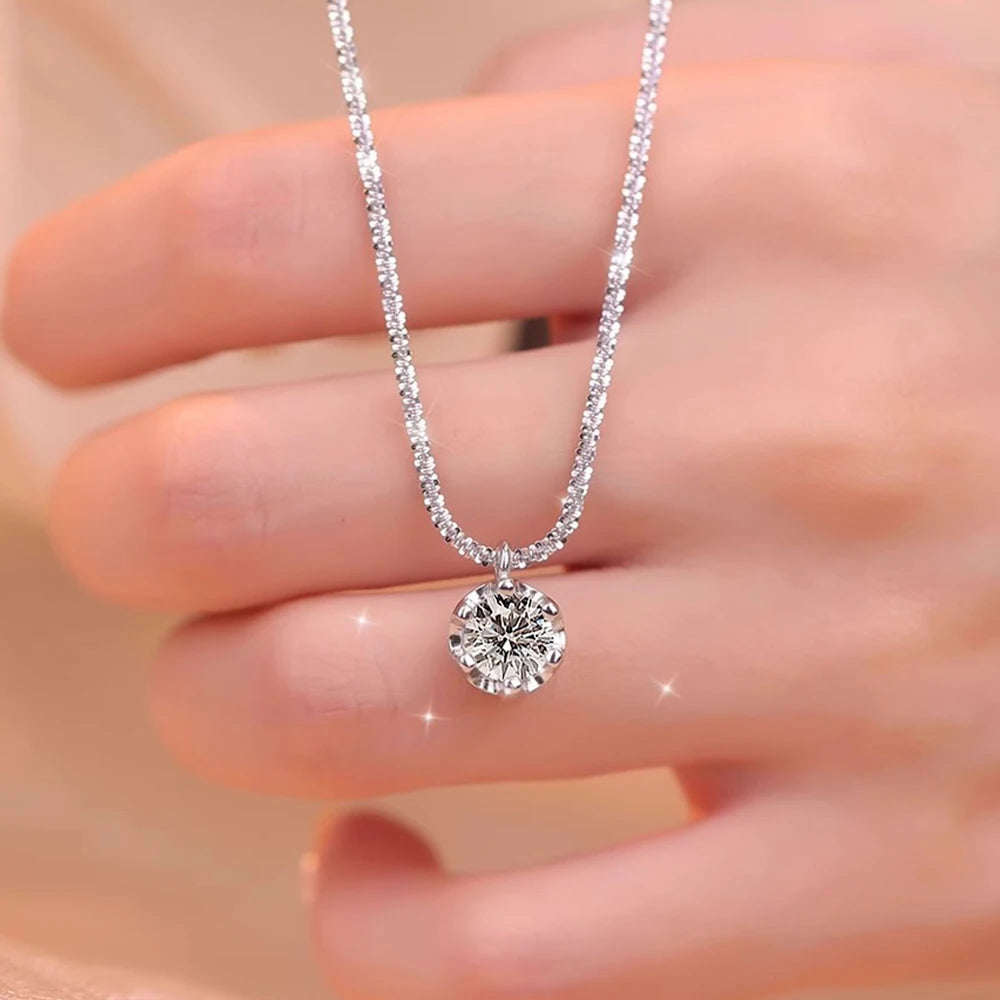 Moissanite Necklaces for Women 925 Sterling Silver Sparkling Cauliflower Chain with 2CT Diamond Pendant Dainty Jewelry Gift - Uknowucme