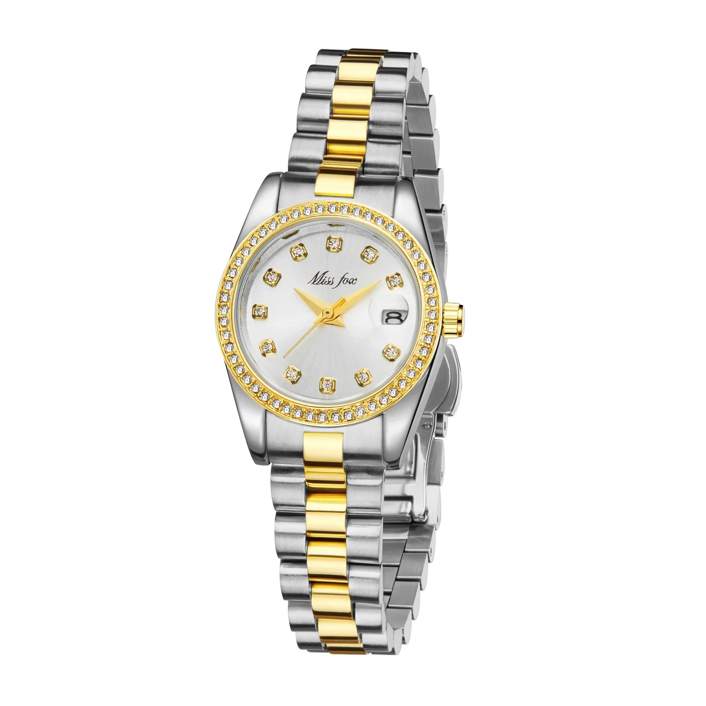 Iced Out Watch for Women Fashion Ladies Watches Diamond Bezel Quartz Wristwatch Female Gold Steel Reloj Mujer Waterproof Clock