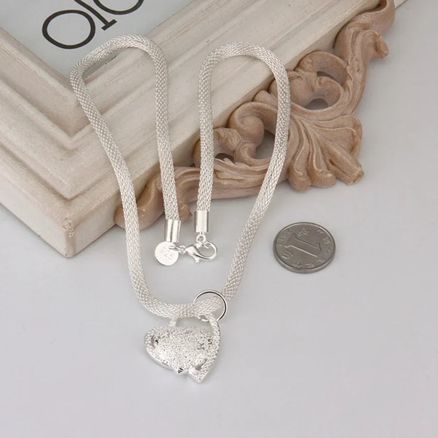 925 Sterling Silver Necklace Gorgeous Charm Fashion  Heart Wedding Lady Love for Women Noble Luxury 18 Inches 45cm Jewelry - Uknowucme