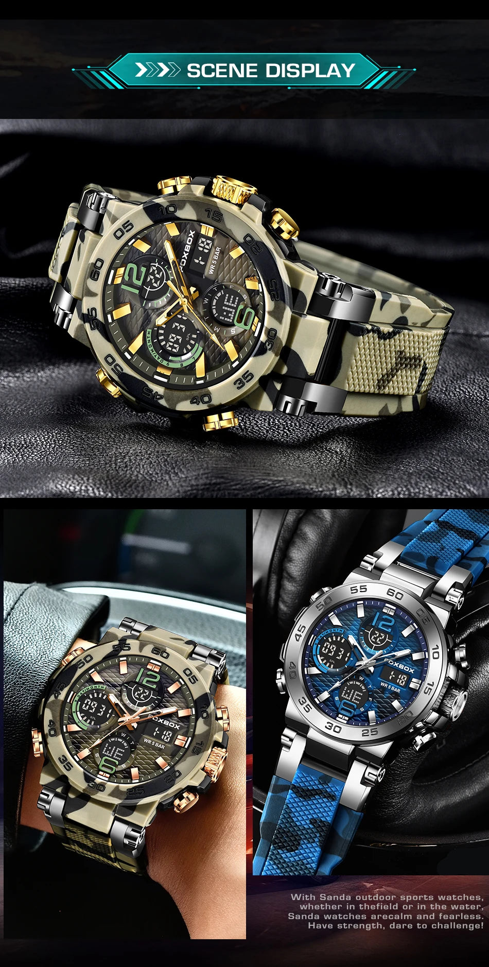 FOXBOX Military Digital Watch for Men Camouflage Waterproof Wristwatch Mens Shockproof Sport Quartz Tactical Clock Montre Homme - Uknowucme