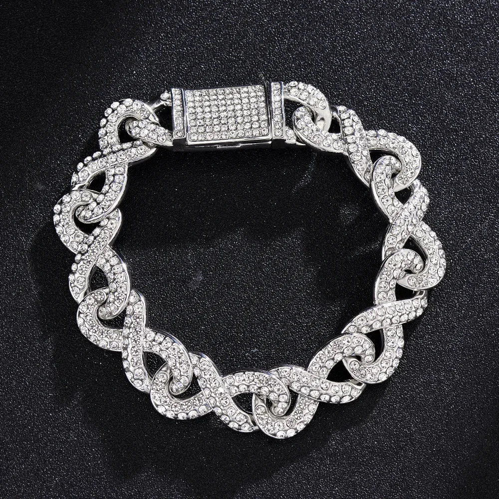 2023 New High Quality 15mm Iced Out Bling Micro Paved Cz Symbol Cuban Link Chain Choker Necklace Hip Hop Jewelry  For Boy Men - Uknowucme