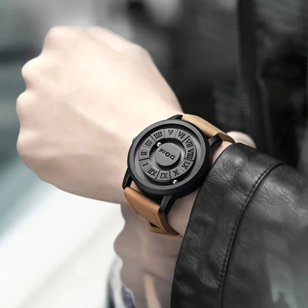 DOM 1345 Men Quartz Watch Fashion Personality Creative Scrolling Iron Ball Magnetic Pointer Waterproof  for Male Watches Gift - Uknowucme